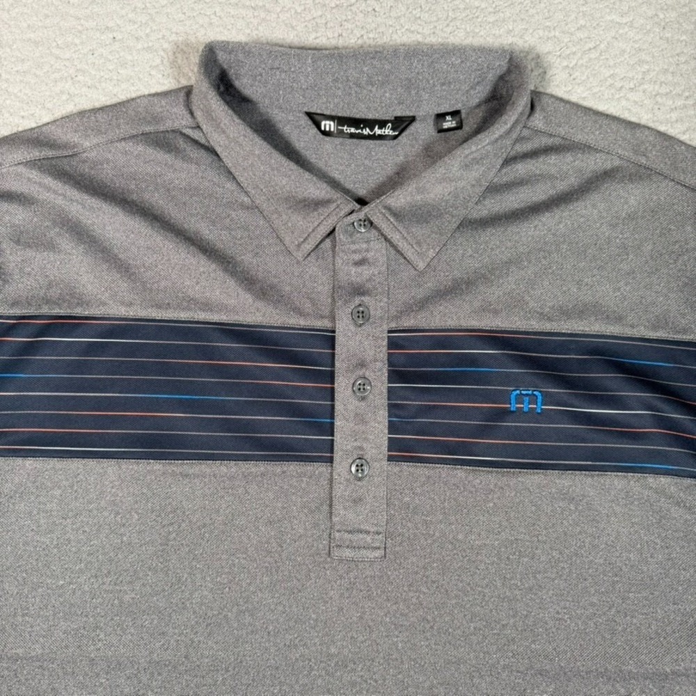 Travis Mathew Shirt Mens XL Gray Performance Knit Golf Polo Corona Casual Preppy
